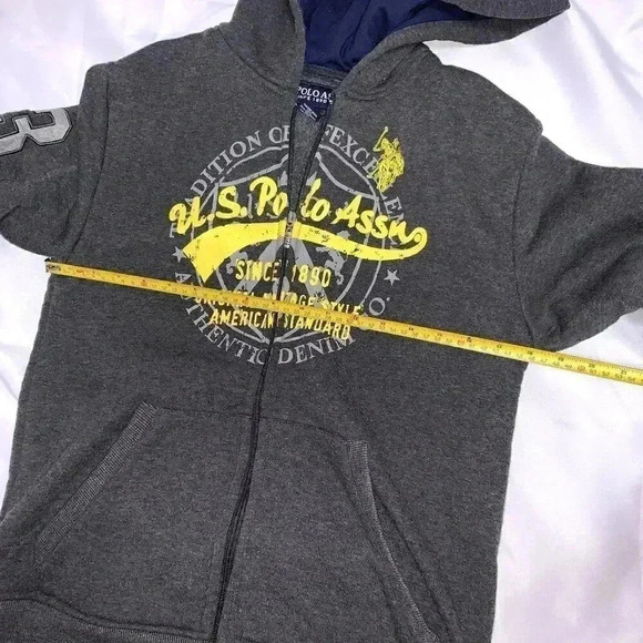 US POLO ASSN Zip-Front DARK GREY Hoodie, YOUTH 18 THE ADDITION OF EXCELLENCE. - Picture 7 of 8
